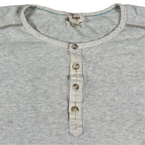 Diesel Henley Shirt Long Sleeve Waffle Knit Thermal Logo Casual Beige Mens XL